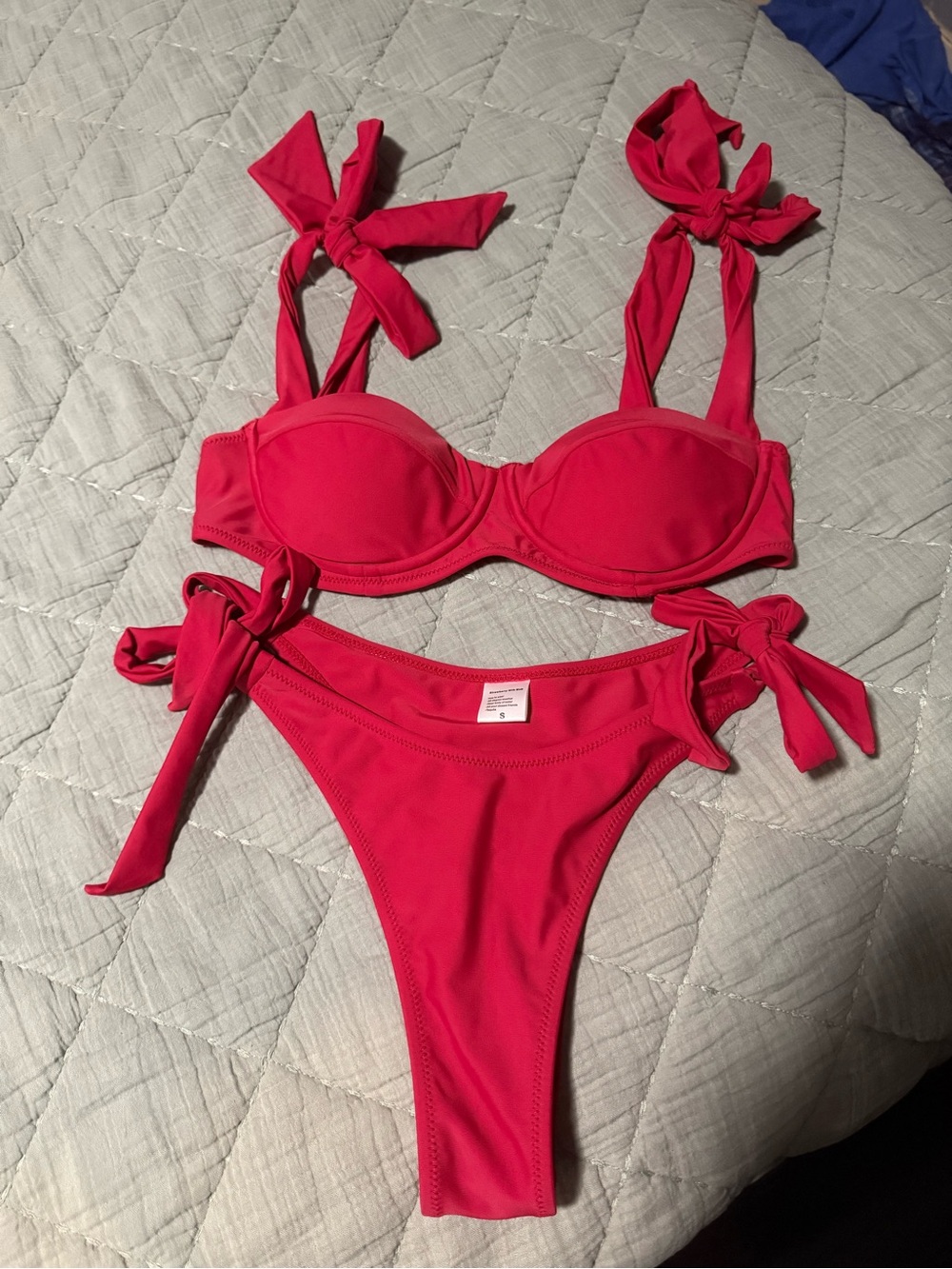Strawberry Milk Mob Tie-Shoulder Bikini Set